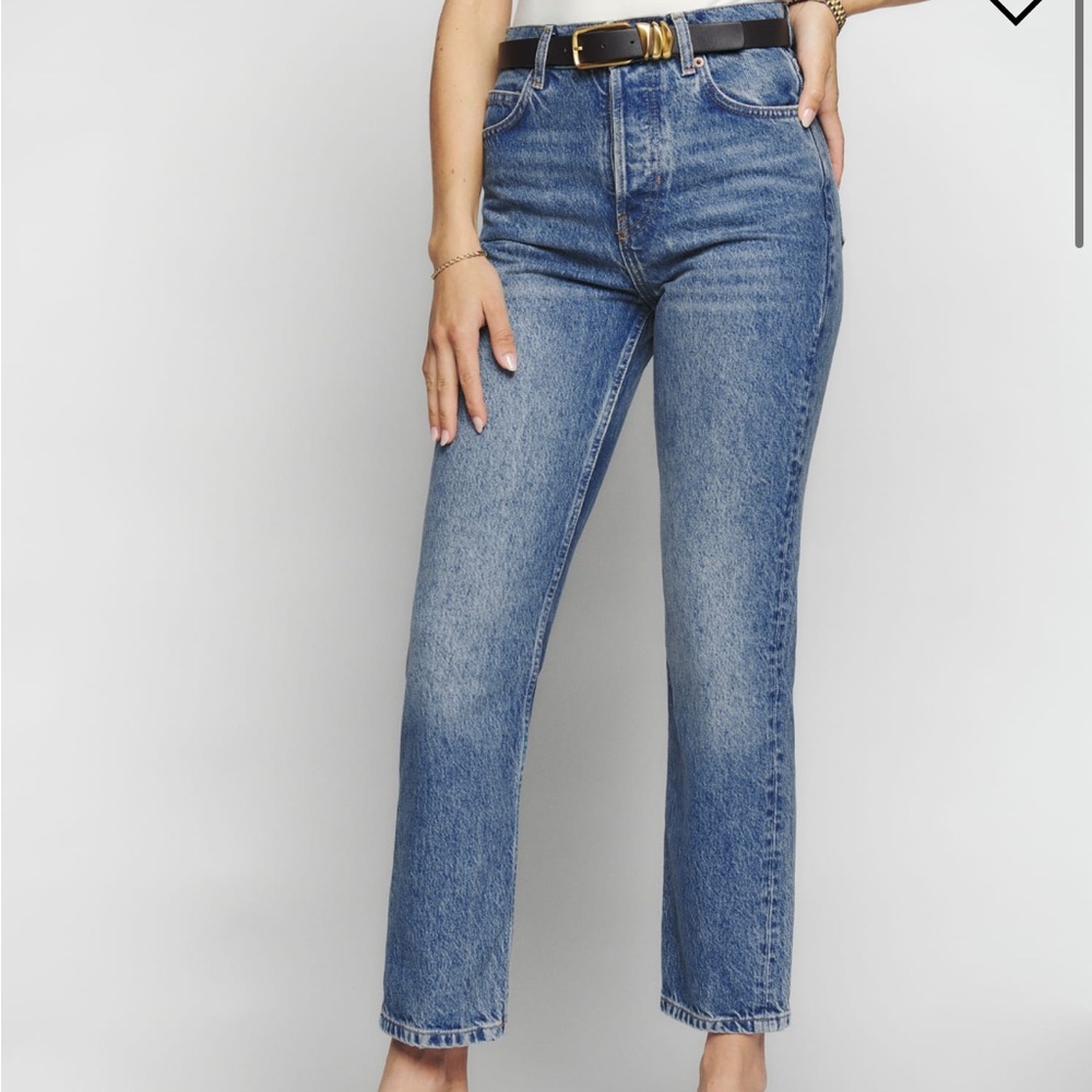 Reformation Cynthia high rise straight cropped Jean